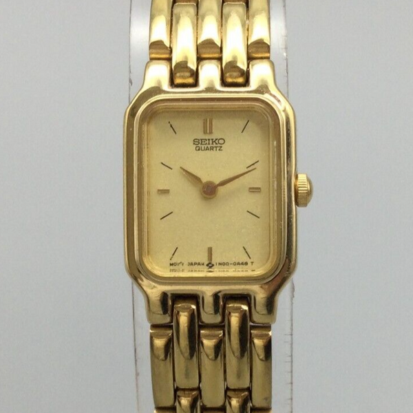 Vintage Seiko Watch Women Gold Tone Round Dial 1N00-5A10 New Battery 7. ...