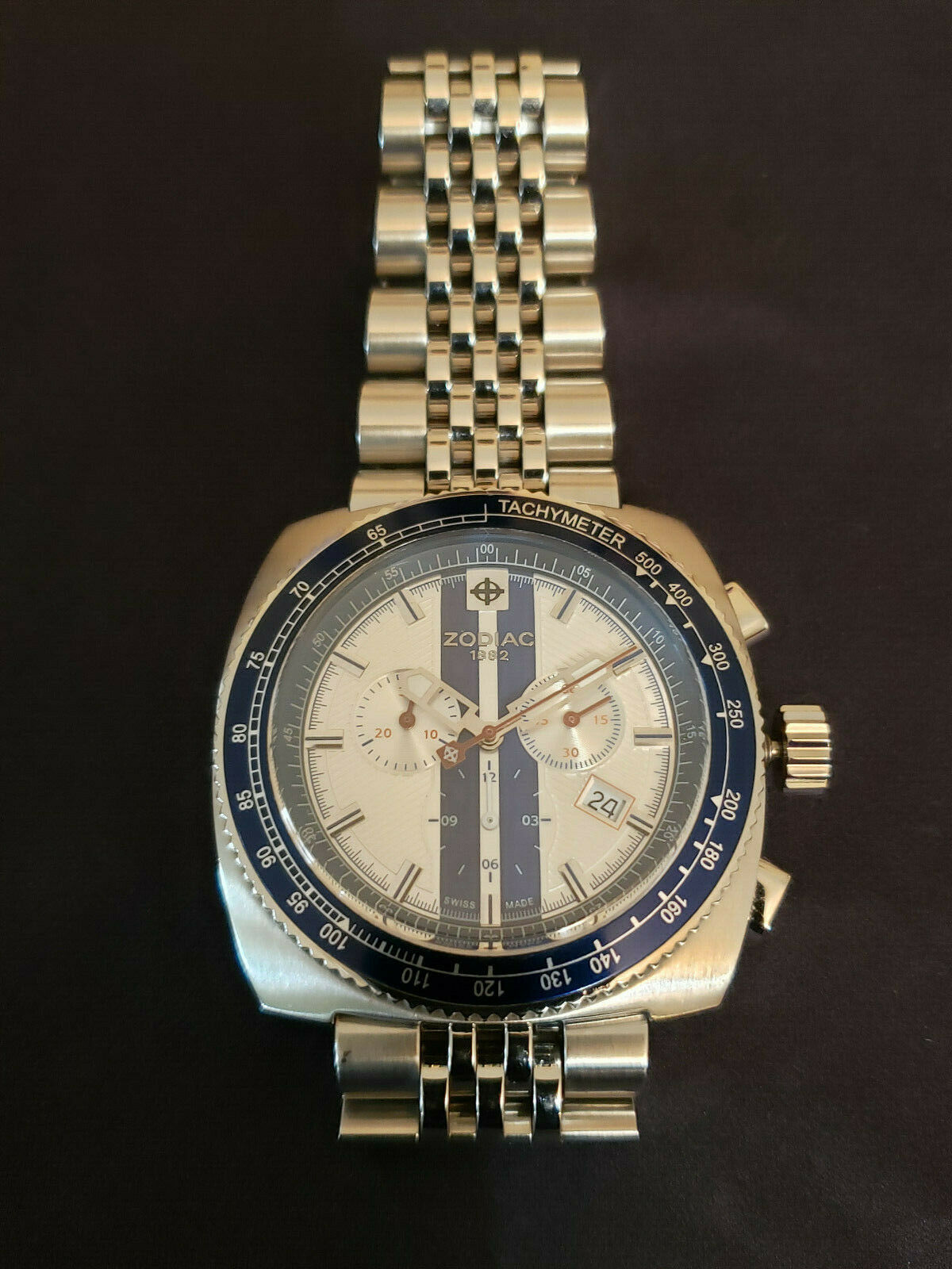 ZODIAC Z02114 Swiss Made Chronograph Quartz Men's Watch WORKS