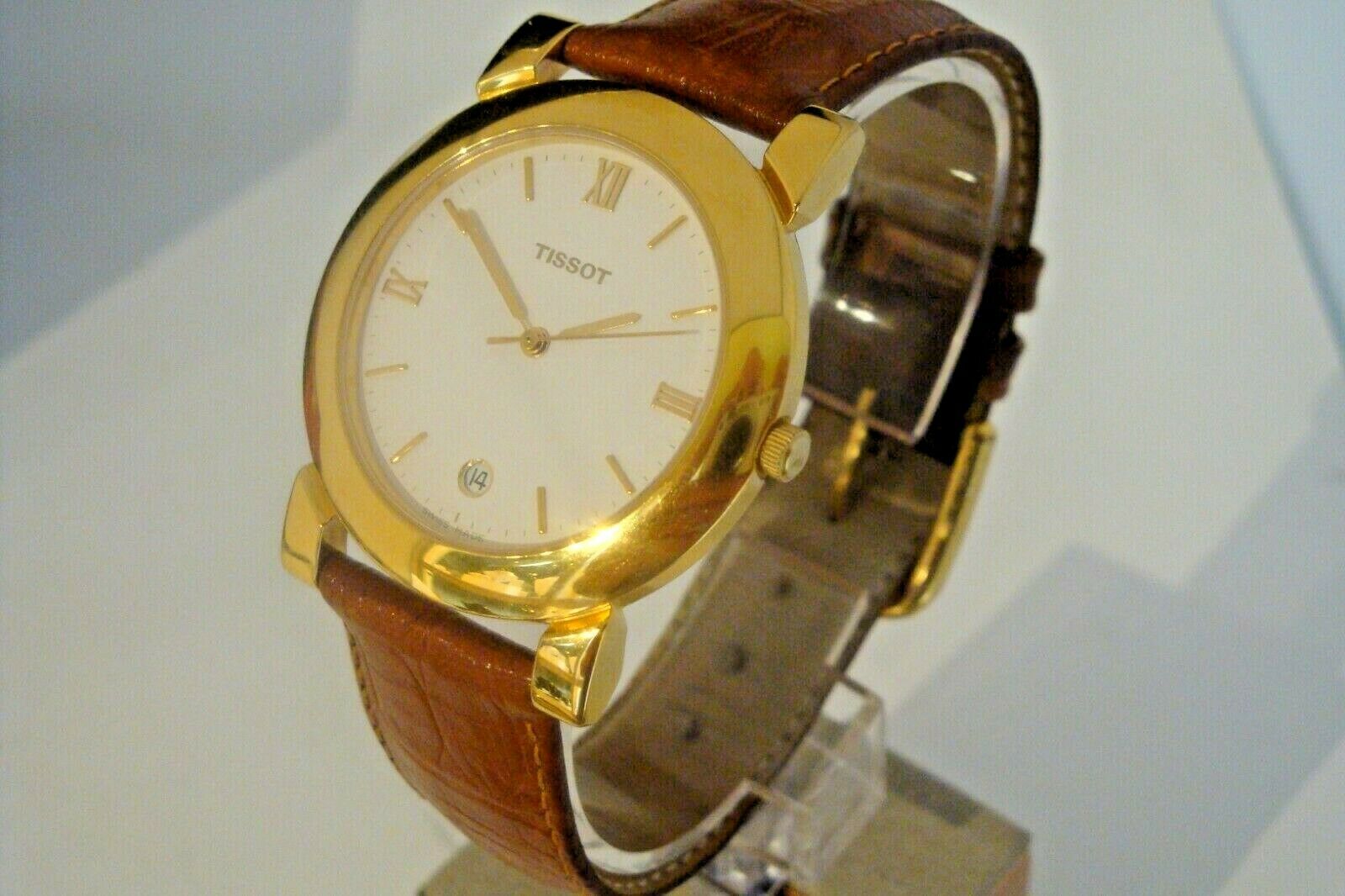 Tissot F385. Vintage gold plated gents watch. Quartz. Sapphire