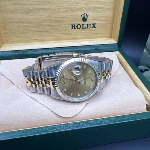 Rolex Datejust Gents Watch 16233 Box Papers Factory Diamond Dial (1027 ...