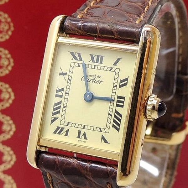 3F Cartier Cartier Watch Must Tank Vermeil Quartz Ladies Watch Silver ...