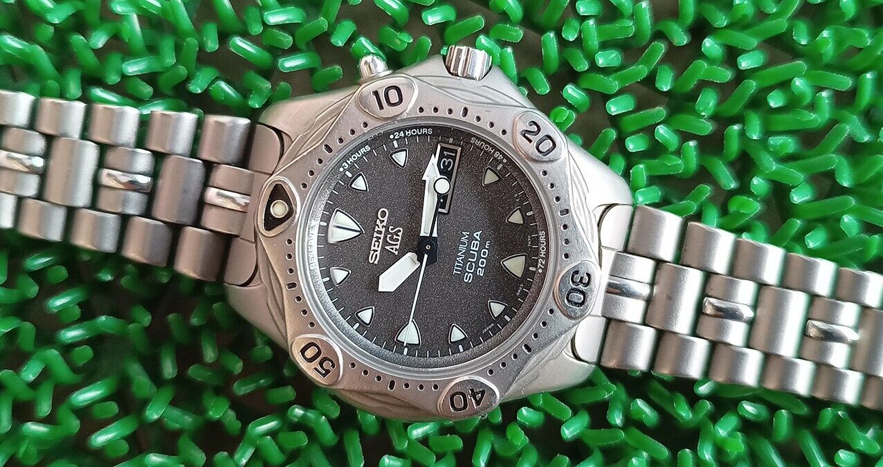 NICE&RARE SEIKO AGS TITANIUM KINETIC 5M23-7A31 STARFISH SCUBA 200M