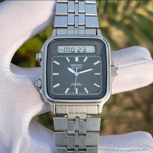 Vintage Seiko Silver Wave Ana/Digi Chrono-Alarm Japan Men Quartz