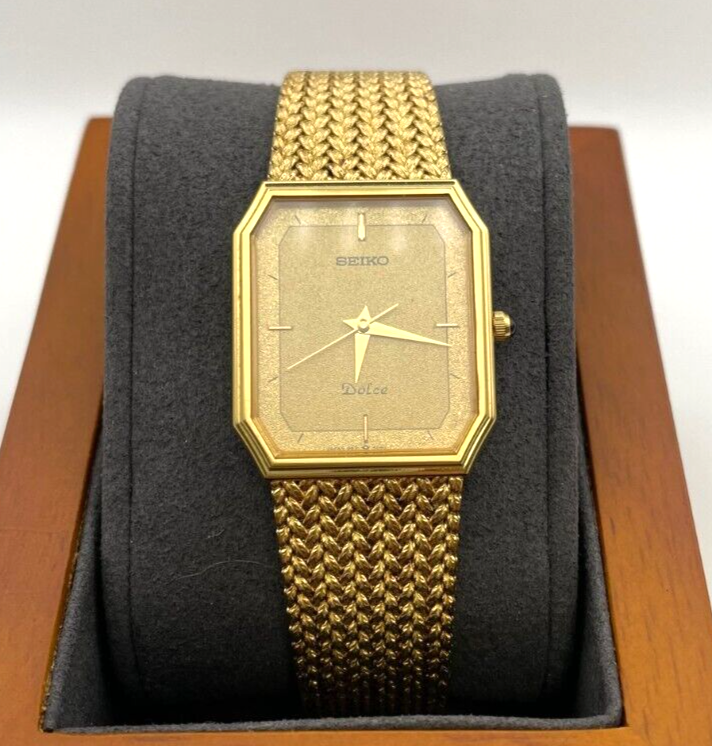w058] Seiko Dolce Watch 9531-5080 Mens Quartz New Battery Glod