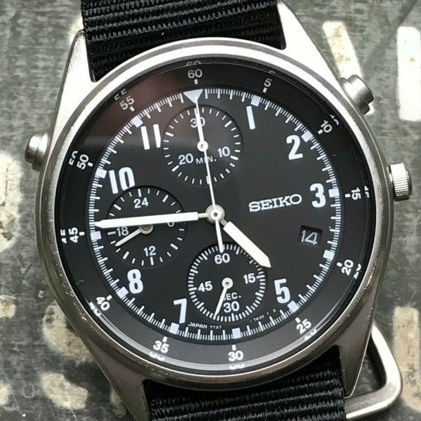 RARE NON-LUME Seiko 7T27-7A20 Gen 2 submarine crew issued chronograph ...