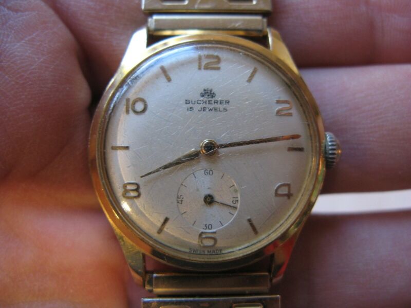 vintage BUCHERER 15 jewels SWISS made MENS mid-century WATCH 6011
