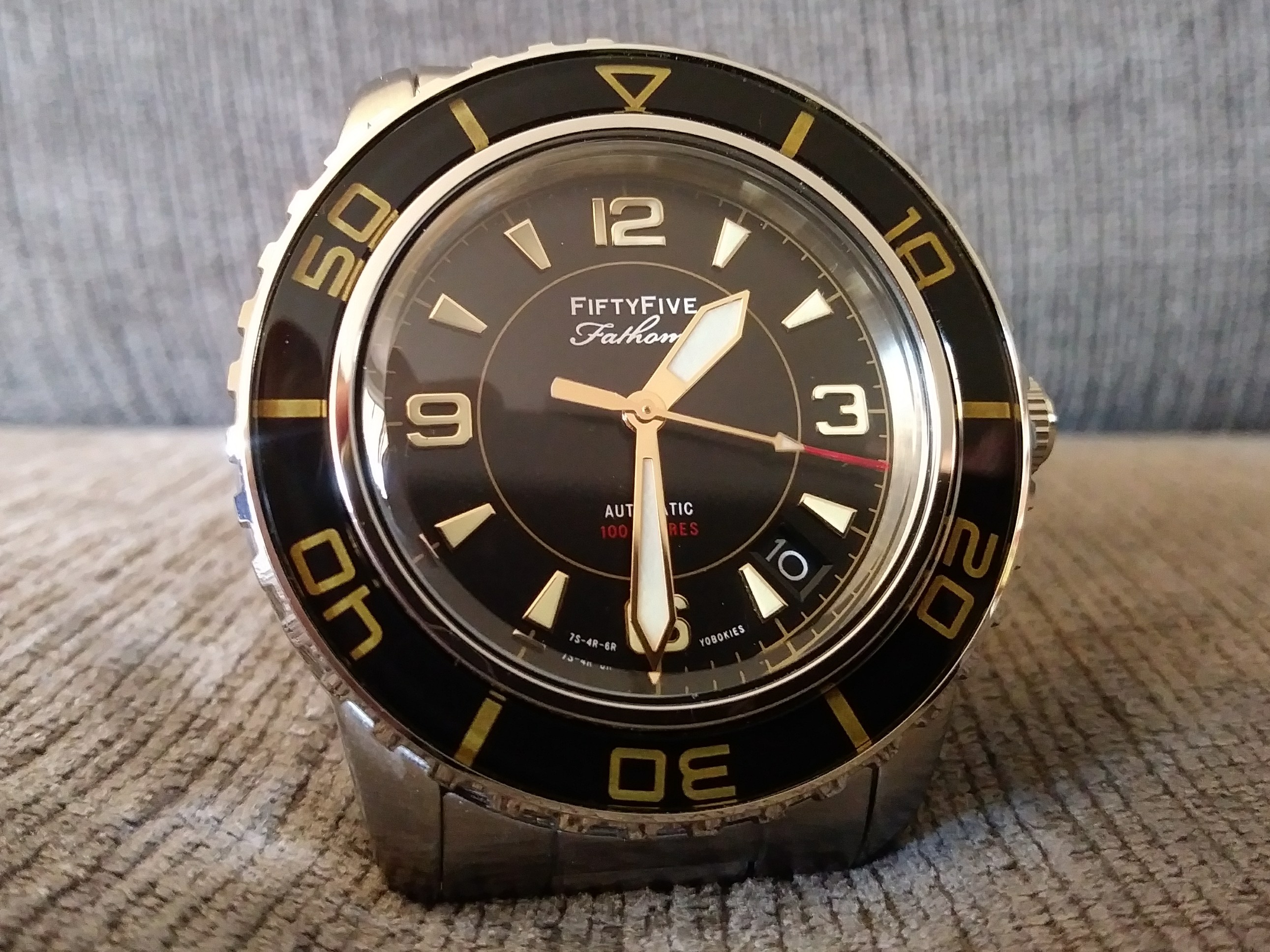 FS Fifty Five 55 Fathoms Mod Modern Dial Seiko SNZH57K1 Black and Gold Dial WatchCharts Marketplace