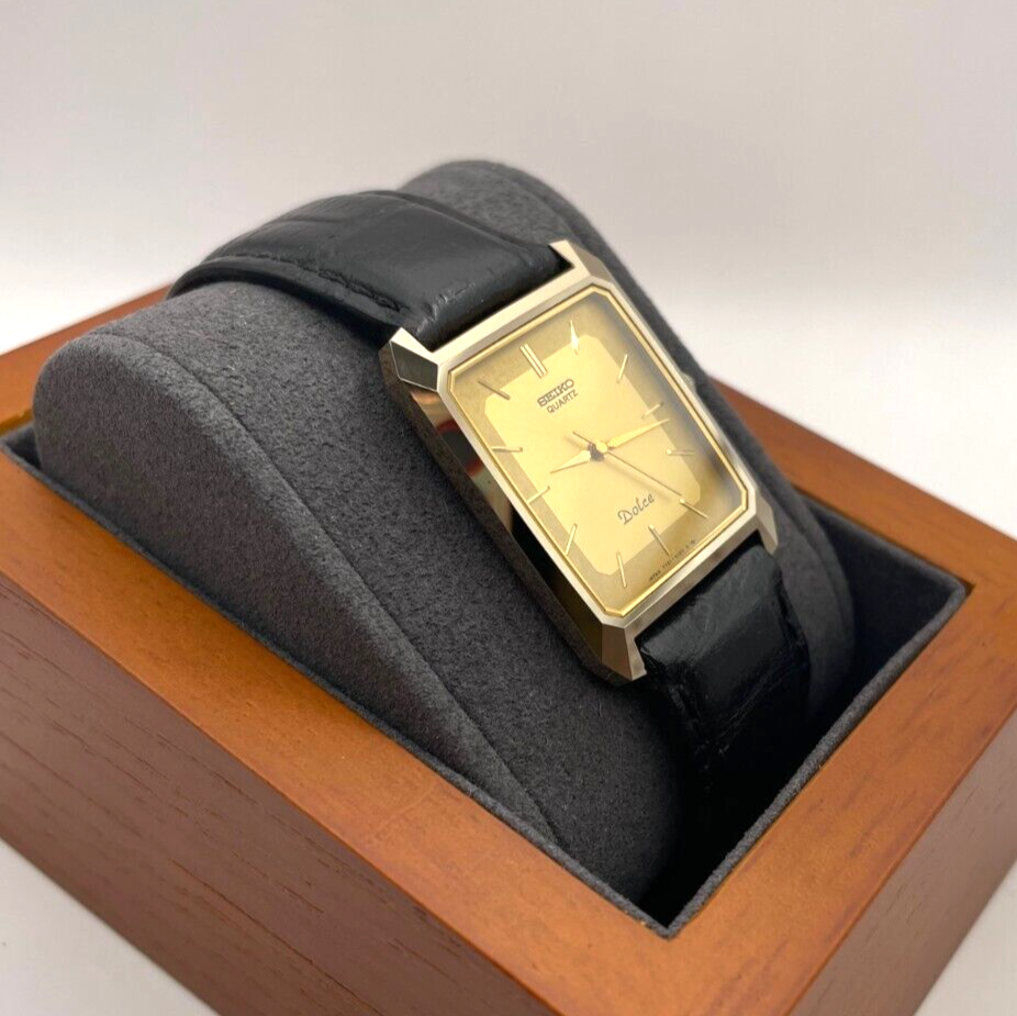 w051] Seiko Dolce Watch 7731-5150 Mens Quartz Tungsten Gold Black