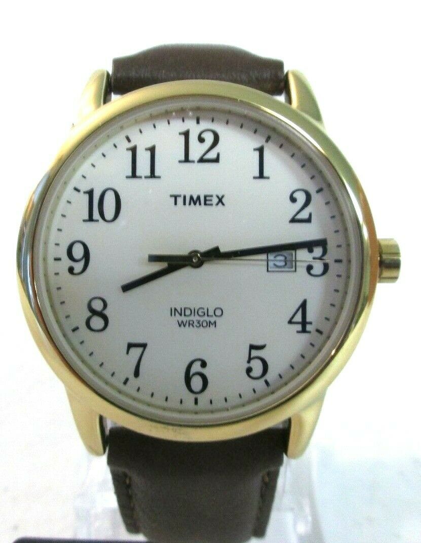 Timex TW2P75800 Easy Reader Brown Gold Tone Cream Leather Strap