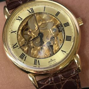 LONJEN 21 ELECTRA Swiss Made Gold Dial Mens Watch (273) Plated