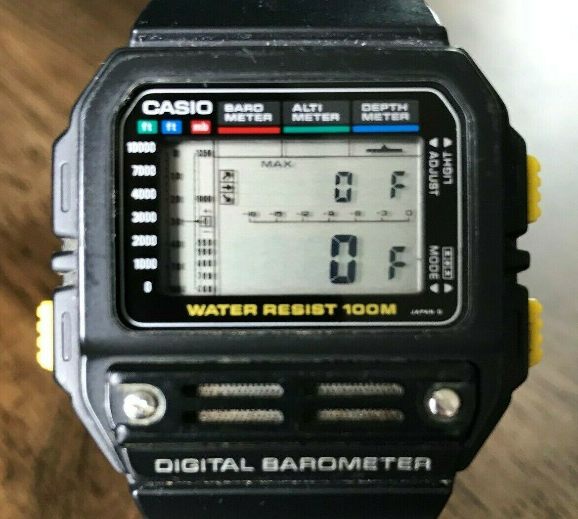 RARE Vintage 1989 Casio BM-100W Digital Barometer Watch