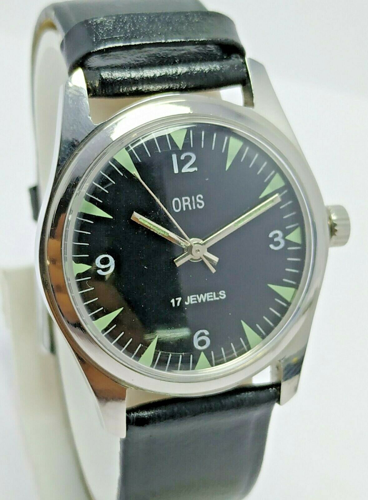 GENUINE VINTAGE ORIS BLACK HAND WINDING 17J WRIST WATCH MEN S