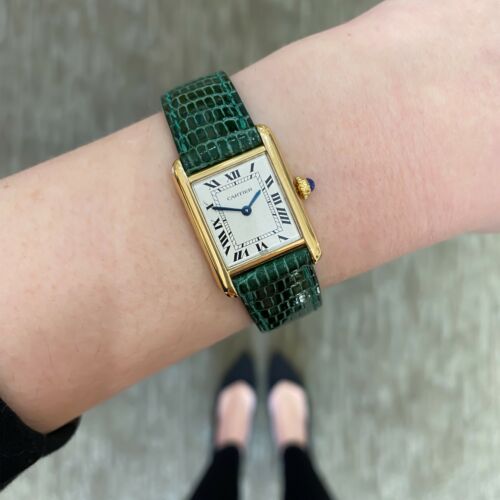 Cartier tank green strap sale