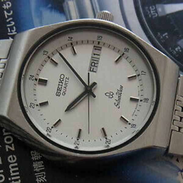 Nice Vintage Seiko Silver Wave 8229-6040 Quartz Diver Japan Watch