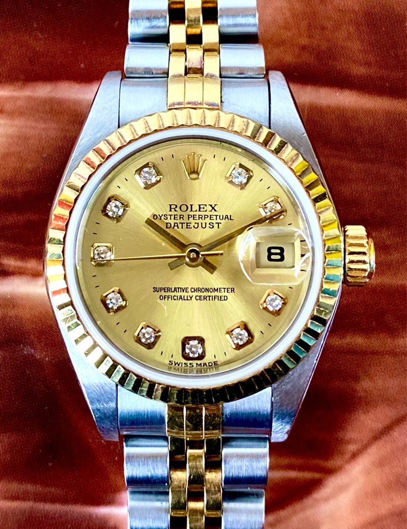 Clearance Sales Rolex 79173 Half Gold Diamond Gold Dial Lady Watch