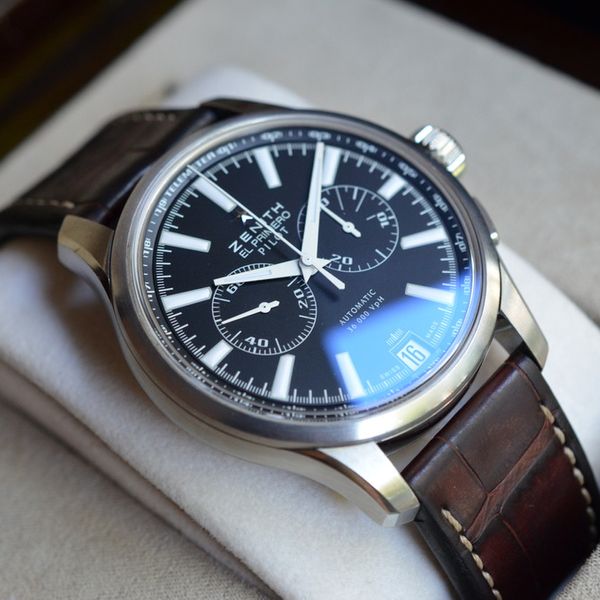 SOLD: Zenith El Primero Pilot Chronograph - Box & Papers - Great ...