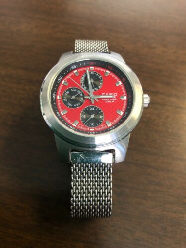 CASIO EDIFICE EF-308 - RED FACE - WATCH - NEW BATTERY - FREE