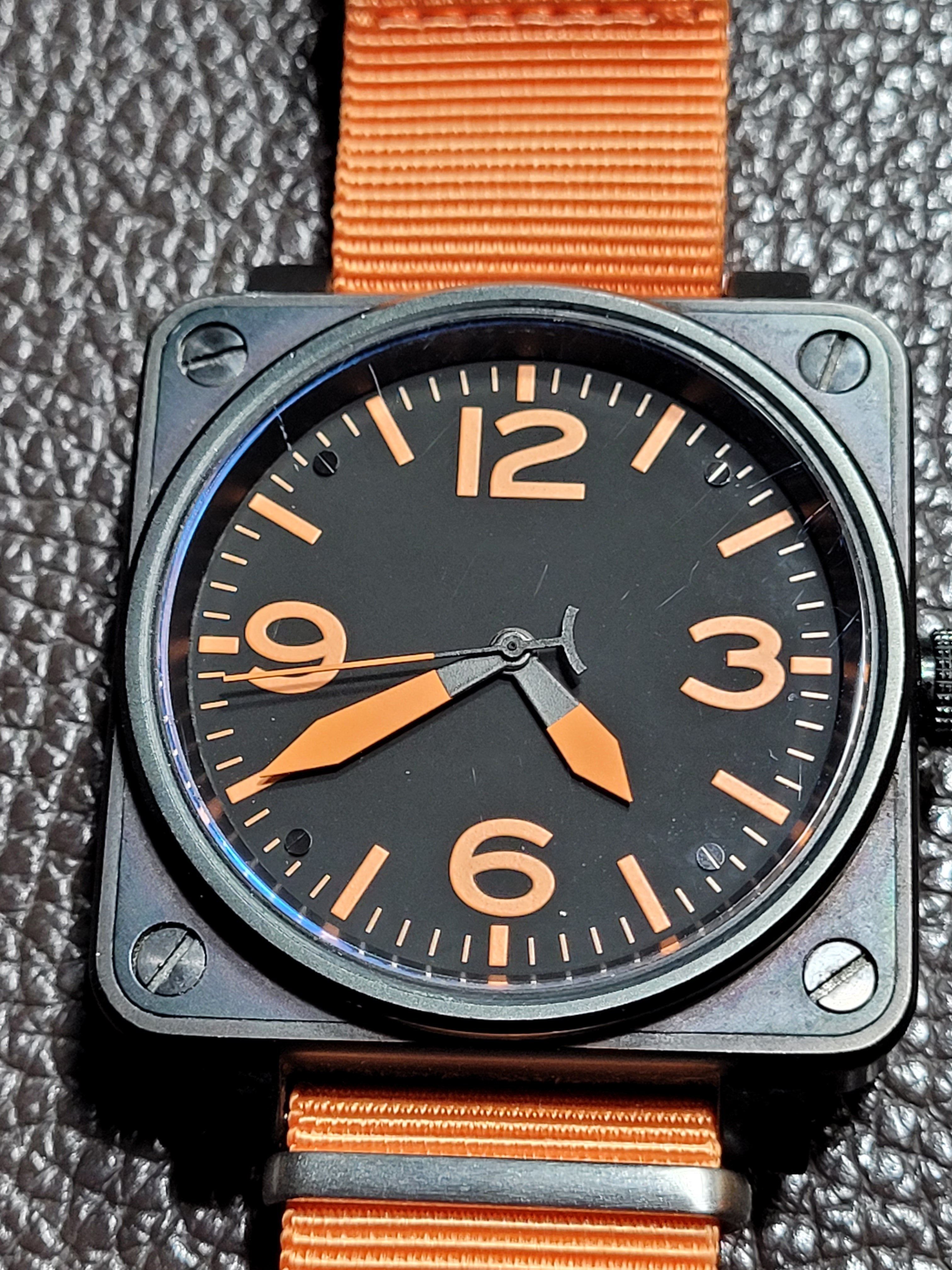 Parnis Bell Ross Square Black Aviator Homage Watch P0779