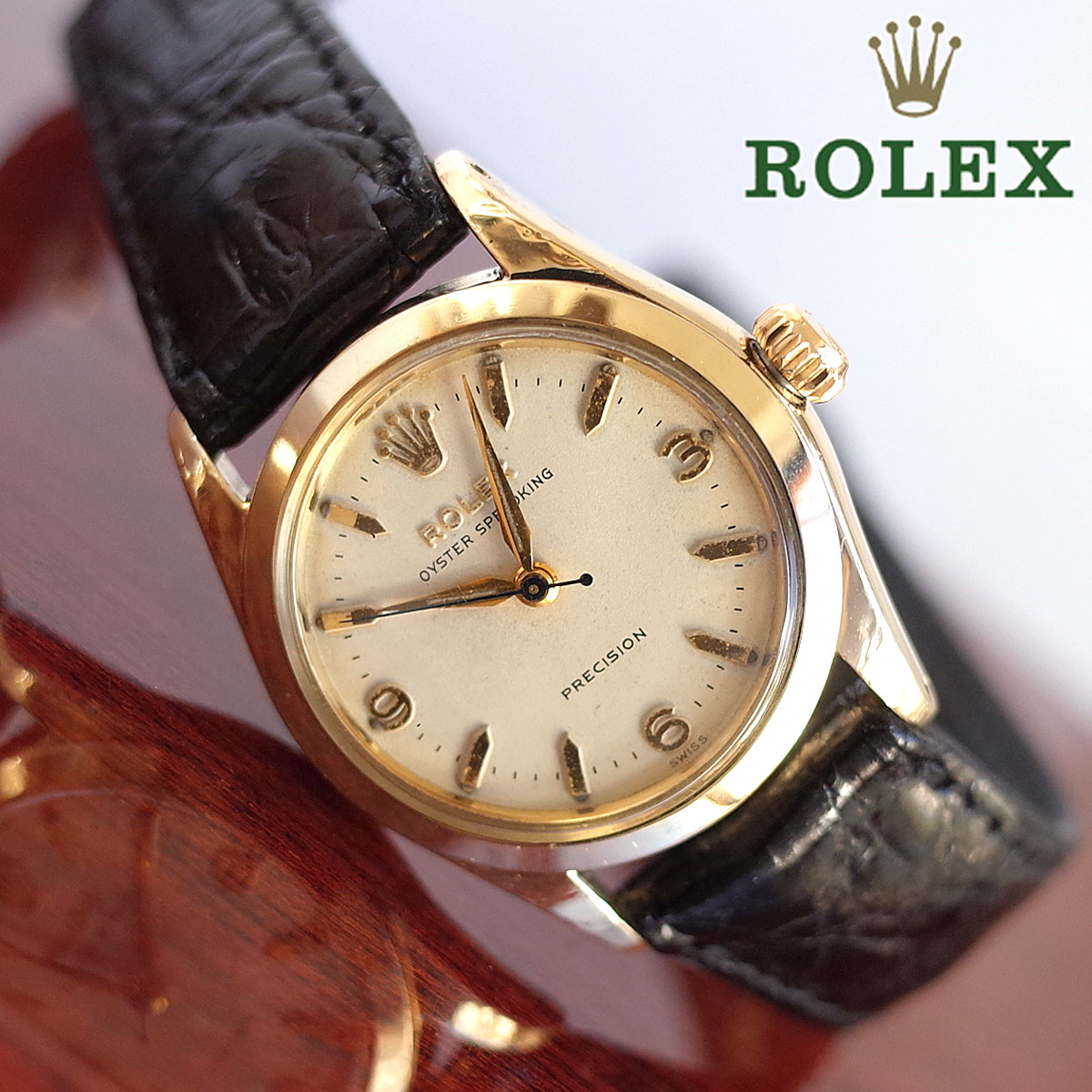 Rolex 6418 Made in 1952 Speed King Boys Oyster Precision Antique Blue Steel  Alpha Needle cal.1250 ROLEX Watch [Used] | WatchCharts Marketplace