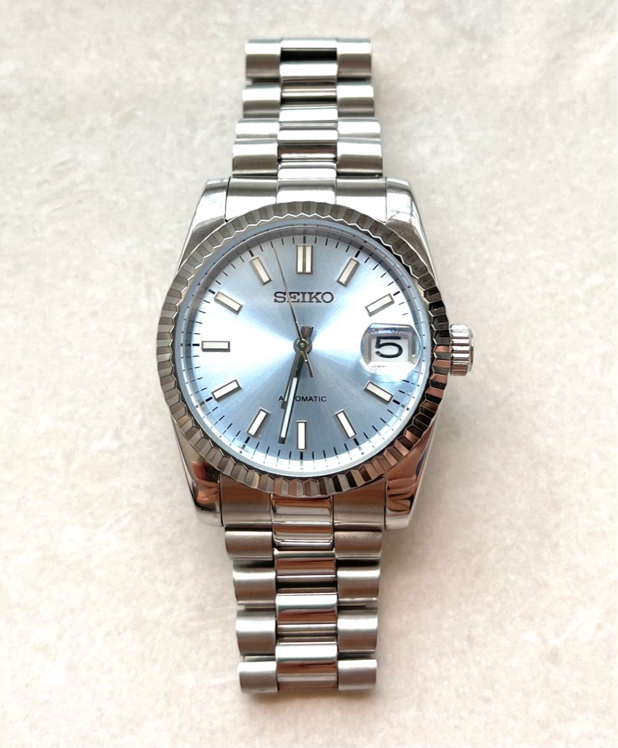 Seiko Mod Ice Blue Datejust President WatchCharts Marketplace