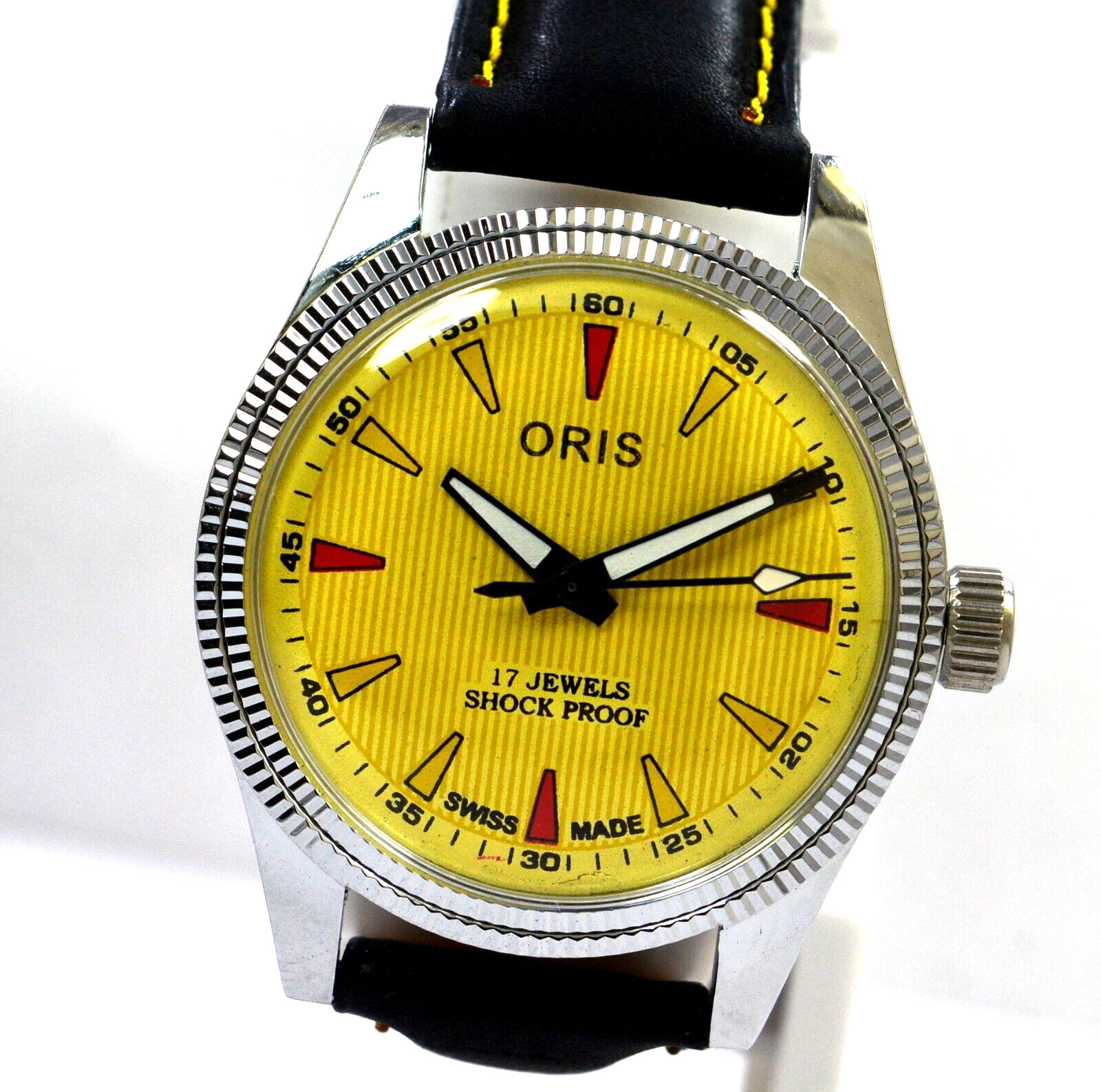 Vintage Oris Yellow Dial ST 96 17 Jewels Swiss Made Mechanical