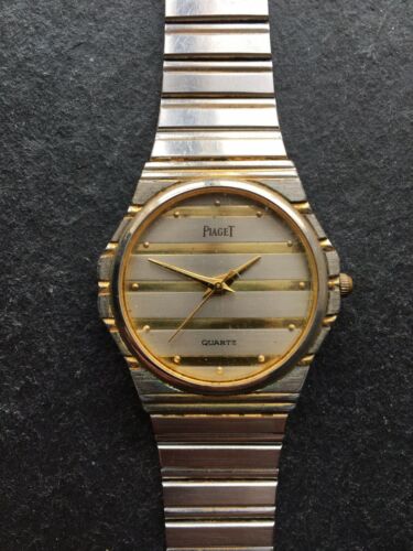 Vintage Mens Piaget Stainless Steel Bicolour Quartz Wristwatch