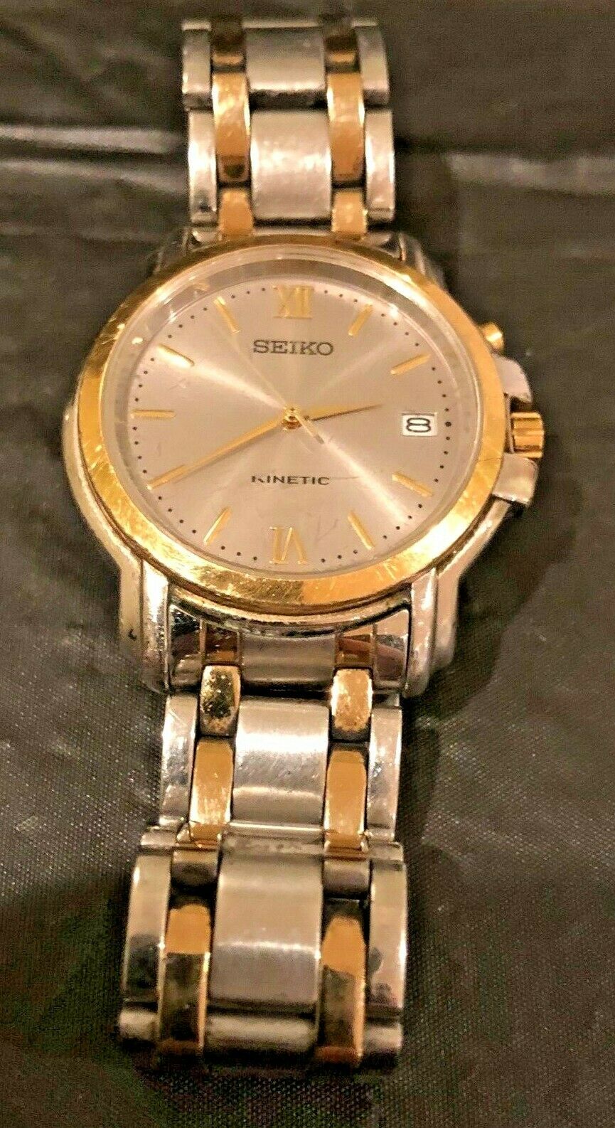 Seiko Kinetic Analog 5M62 0B20 New Seiko Capacitor Two Tone