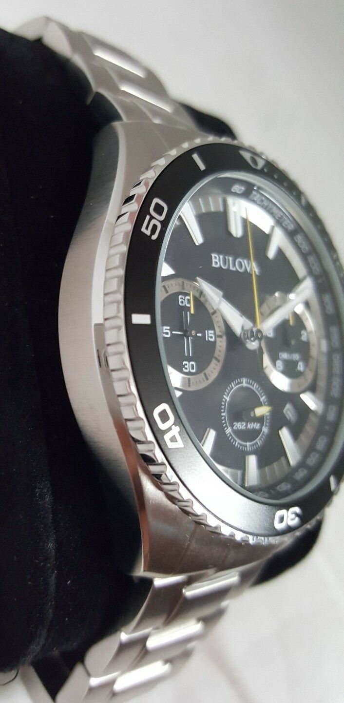 Bulova 98B298 Men s 45mm S Steel High Frequency Quartz Chronograph Watch NWT WatchCharts Marketplace