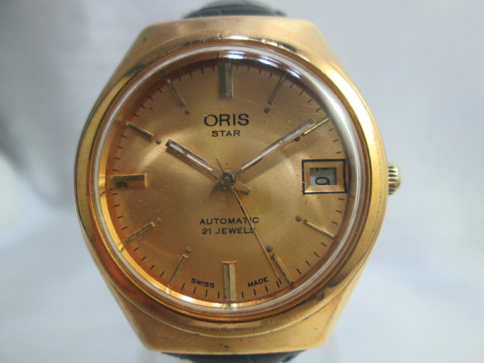 VINTAGE ORIS STAR DATE GOLDPLATED AUTOMATIC MENS WATCH