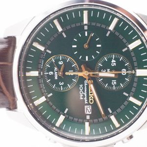 Seiko 7T62-0LD0 Chronograph Alarm Quartz Watch Green Dial with Box