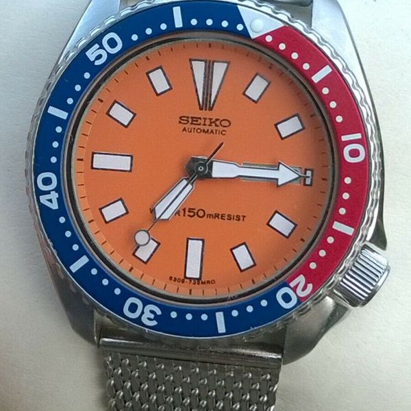 Seiko Divers Orange Dial Pepsi Bezel 150m Automatic Watch 6309-7290 |  WatchCharts