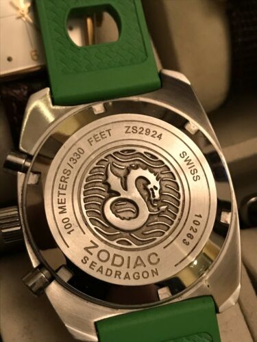 Zodiac Lime Green Sea Dragon ZS2924 Swiss Quartz Chrono 100 Meter