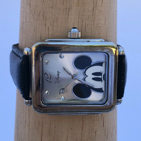 Disney MK1007 Rectangular Accutime Mickey Mouse Mens Black