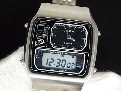 SEIKO VINTAGE DIGITAL WATCH Y651-5090 ALBA DIGI ANA 80s RETRO OLD