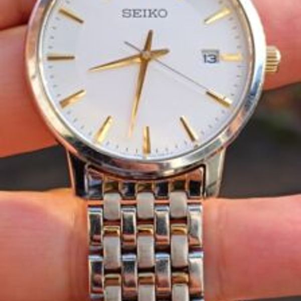 Seiko 7N42 0FG0 Two Tone White Face Dress Watch Great+ Condition ...