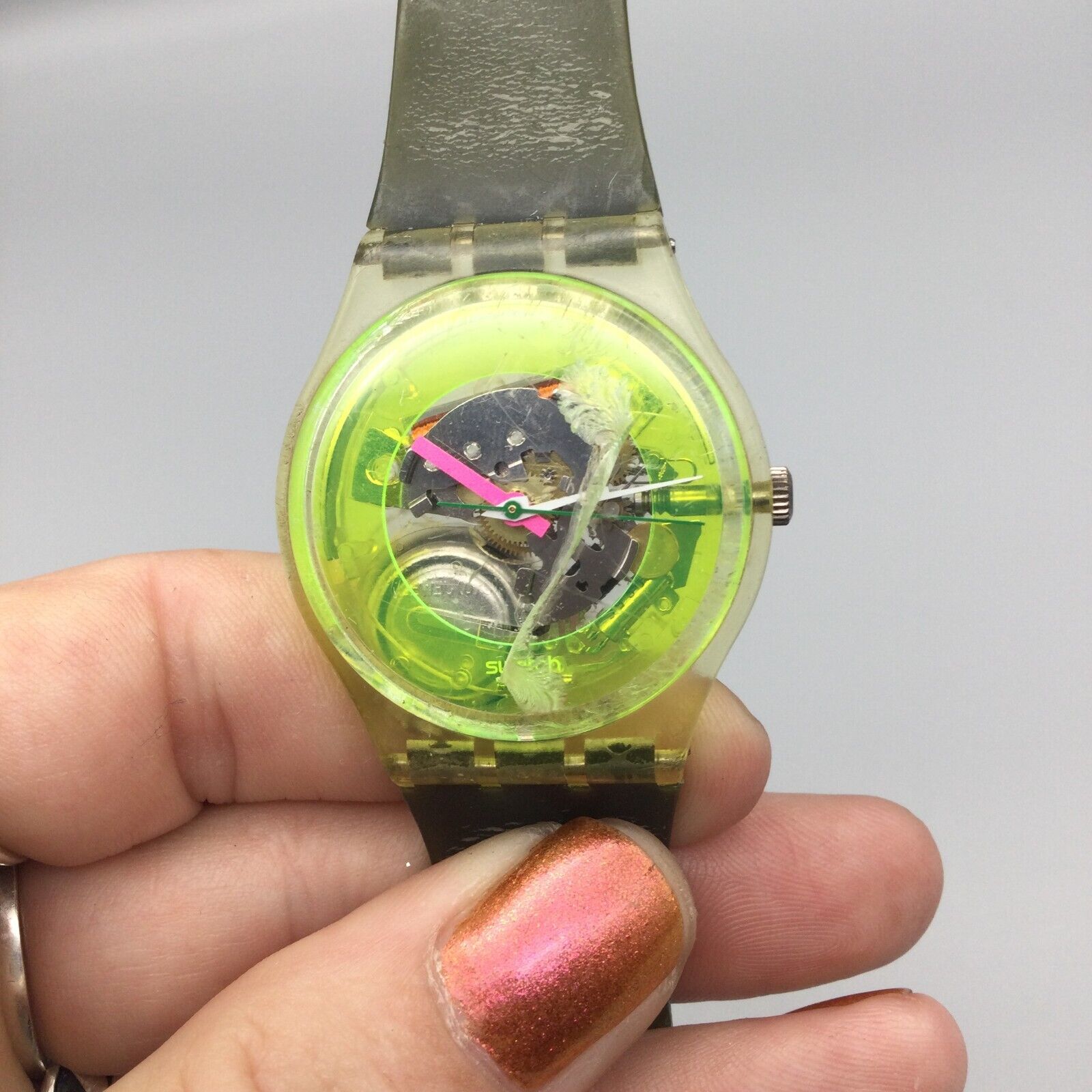 Vintage Swatch Techno Sphere Watch Men 34mm Swiss Made Green 1986 