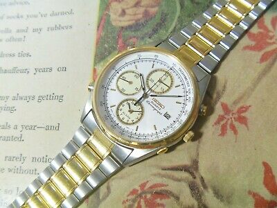 NOS 2001 Seiko Quartz Chronograph 7T32 7A49 Alarm Date SAMPLE 2