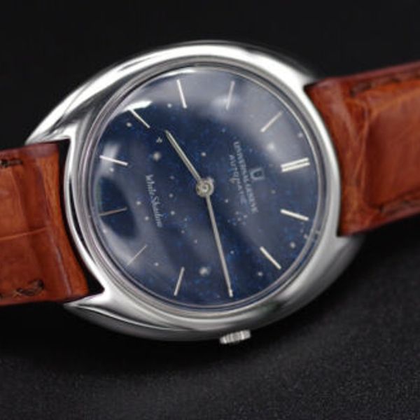 Cadran (Dial) Universal Genève White Shadow Bleu - NOS Rare - Pour Montre Vintage