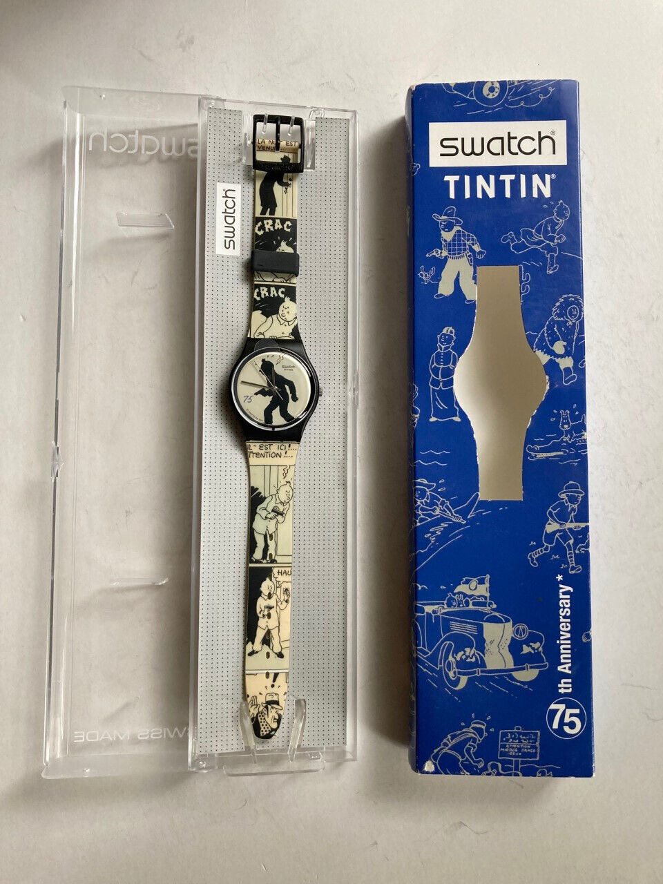 Tintin - watch, Swatch watch - L broken ear - 75th anniversary