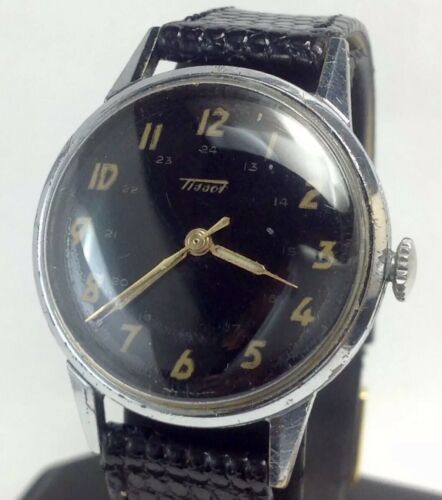 VINTAGE TISSOT SWISS MADE 15J. BLACK DIAL U.S. MILITARY MENS WATCH