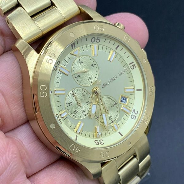 MICHAEL KORS MK-8570 CHRONOGRAPH 24 HOURS DUAL TIME DATE S/S QUARTZ MEN ...
