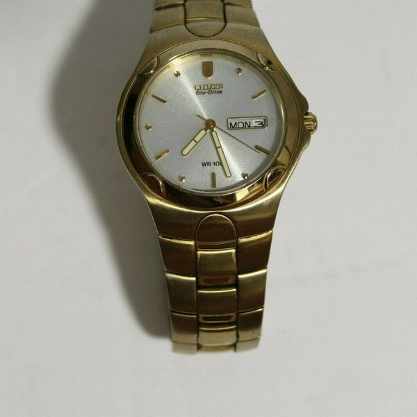 Citizen Eco Drive Wr 100 Mens Vintage Watch E101 K17551 Gold Tone Watchcharts Marketplace 1961