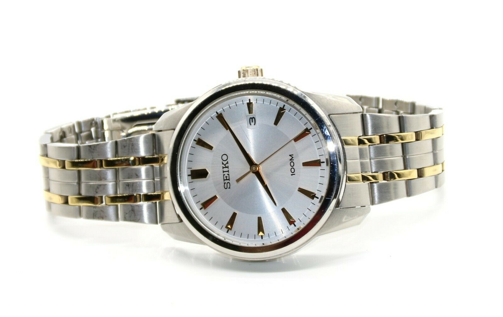 Seiko Men's Dress Watch Two Tone Gold Silver Stainless
