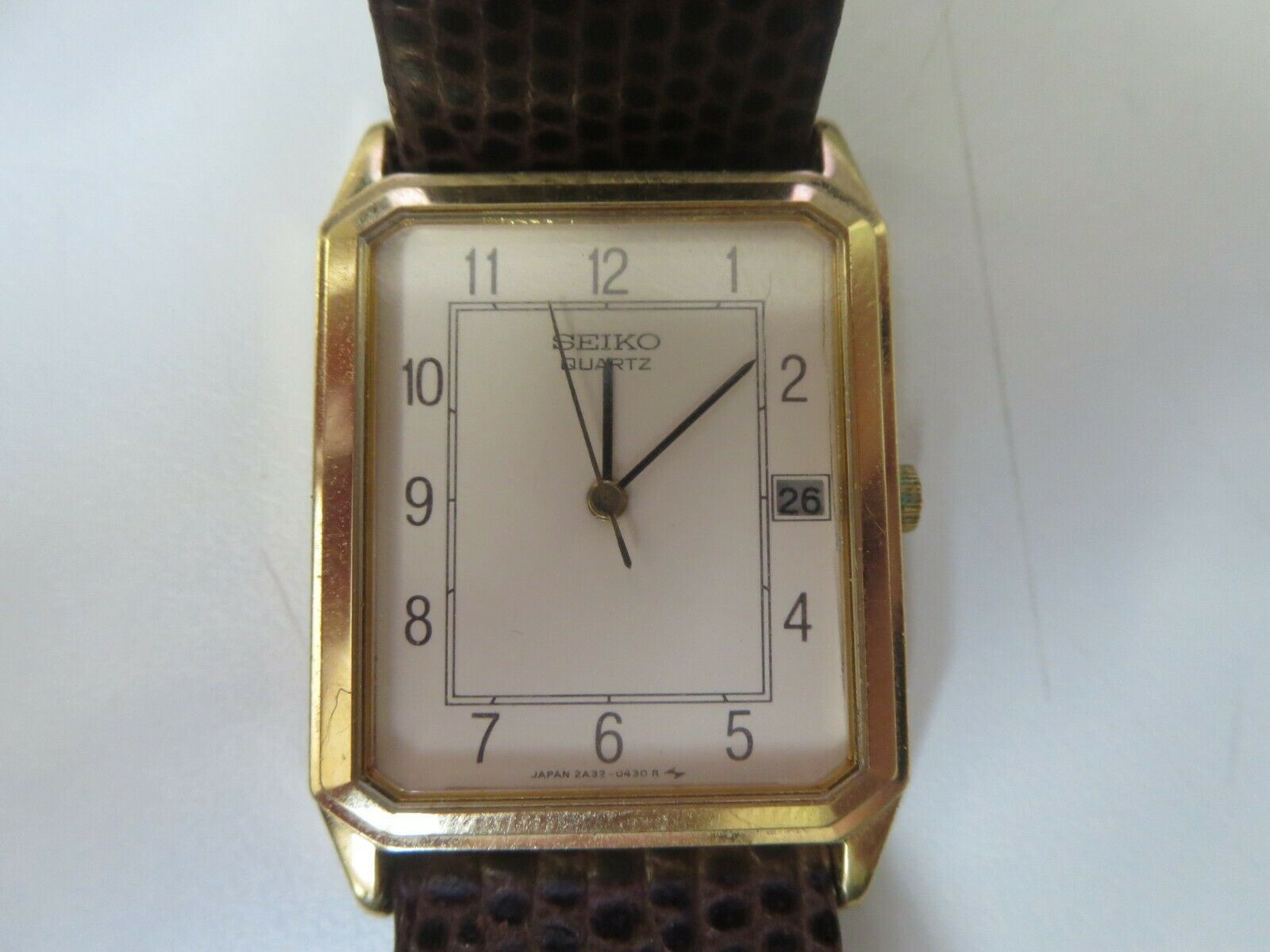 SEIKO MEN'S SLIM LINE QUARTZ WATCH 2A32-5209 W/ LEATHER BAND RUN