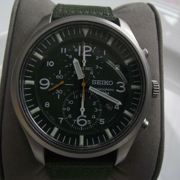 Seiko military chronograph watch SNDA27P1 Green 7T92 -OJSO | WatchCharts