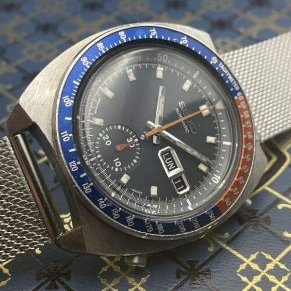 1977 SEIKO POGUE 6139-6005 Chronograph WATCH DARK Blue Dial ...