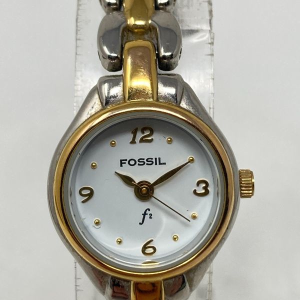 Fossil F2 Watch Women 20mm Silver Gold Two Tone w/Tin w/Extenders New ...