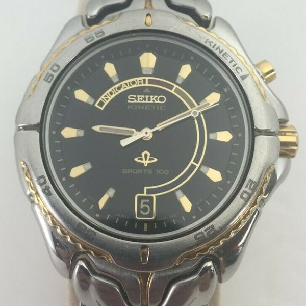 Seiko Kinetic 5M42-0B09 Sports 100 Date Indicator 6 Jewel Automatic Men's  Watch | WatchCharts