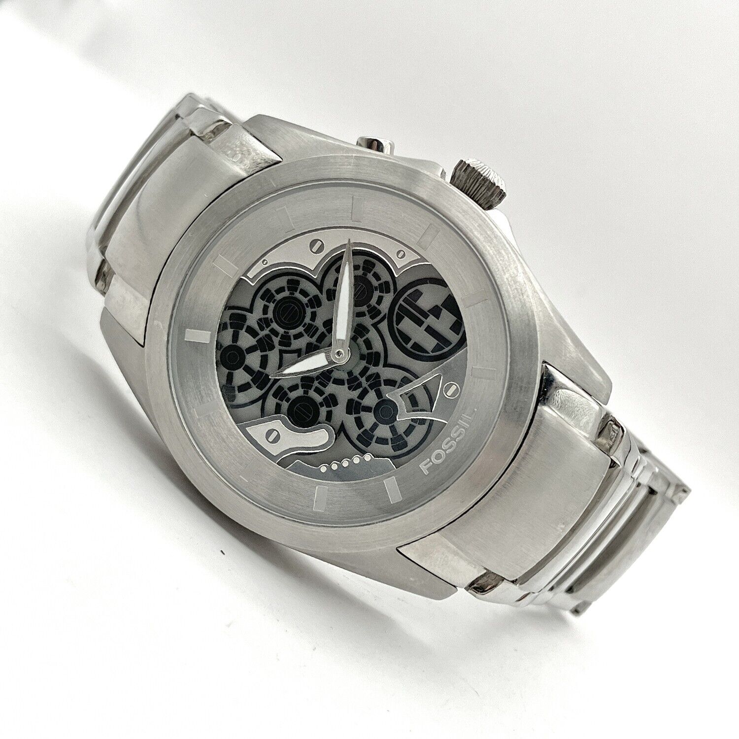 Fossil Big Tic Animated Watch BG-2063 Gears All Stainless Steel WR