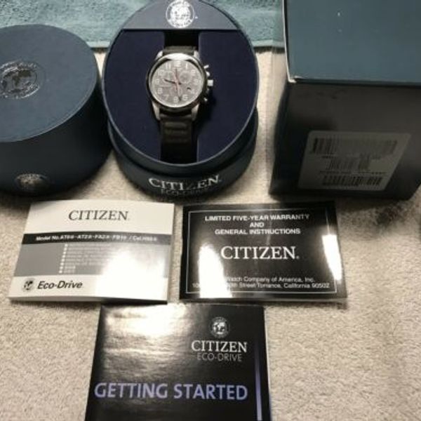 Citizen Men's EcoDrive Chronograph Green Canvas Strap 41mm Watch AT020005E WatchCharts